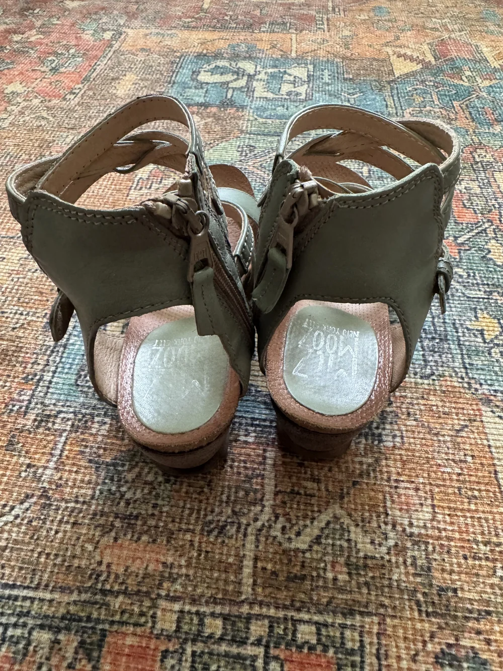 Women's Strappy Wedge Sandals in Sage Green
